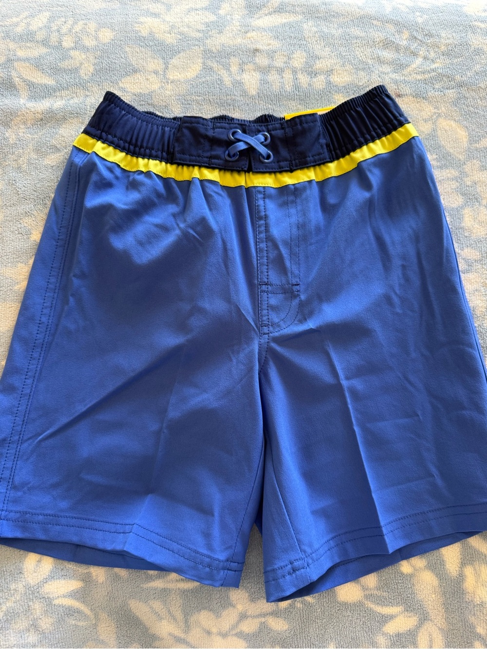 Blue Kids Swim Shorts with Yellow Trim Size XS